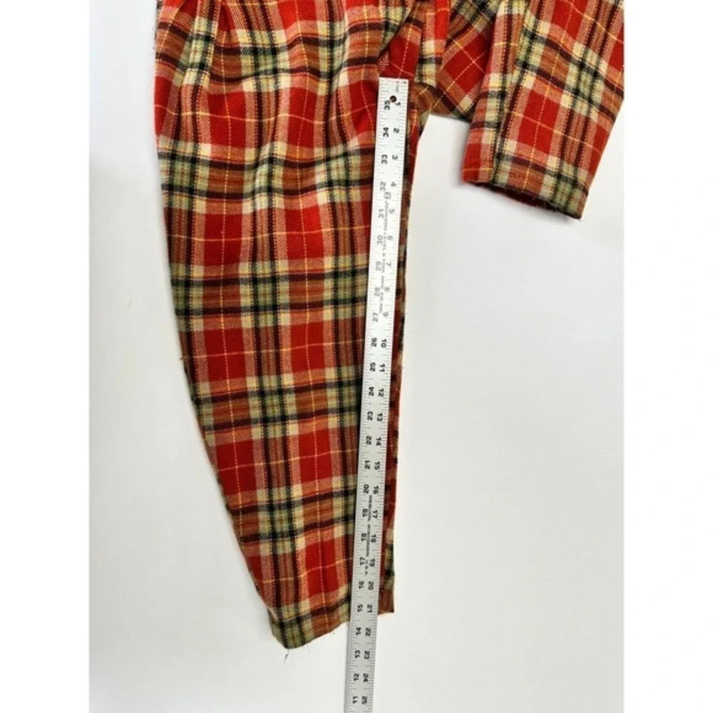 Vintage 60s 70s Cutie Pie Plaid Wool Blend Pants Girls Sz 10‎ Red Tartan